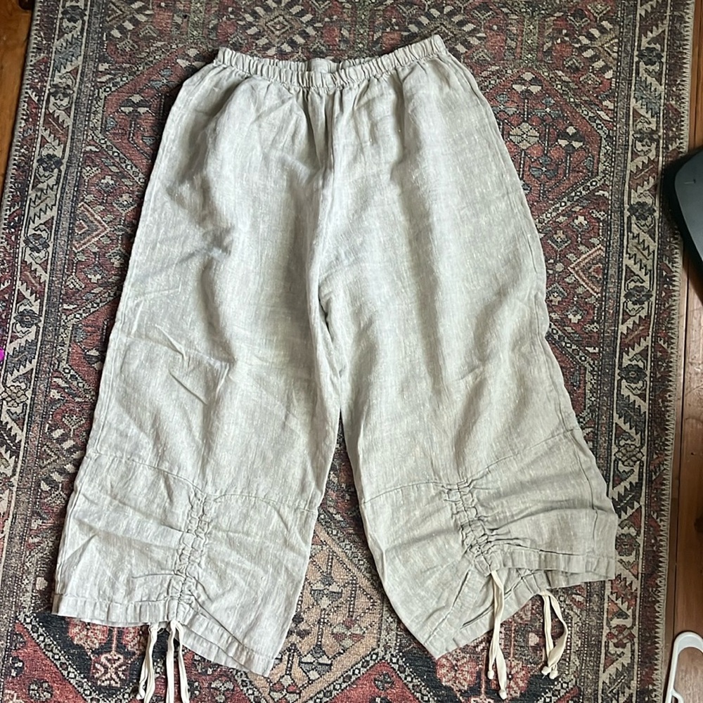 bryn Walker Wide Leg Linen Crop Pants in Natural